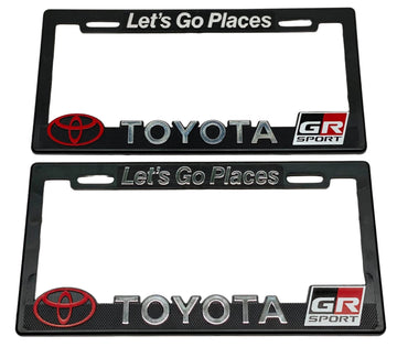 Pair of License Plate Frames Pair for TOYOTA GR SPORT Heavy Duty Plastic 3D Logo