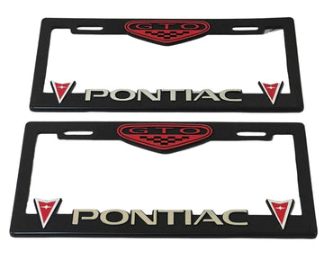 Pair of License Plate Frames for Pontiac GTO Heavy Duty Plastic 3D Logo