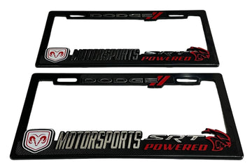 Pair License Plate Frames for Dodge Hellcat Heavy Duty 3D Plastic Logo