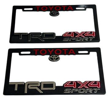 Pair of License Plate Frames for TOYOTA TRD 4X4 Sport Heavy Duty Plastic 3D Logo