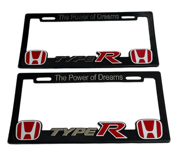 License Plate Frames for Honda TYPE-R Power Of Dreams 3D Heavy Duty Plastic