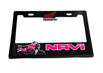 License Plate Frame for HONDA NAVI MOTORCYCLE PINK 3D Heavy Duty Plastic