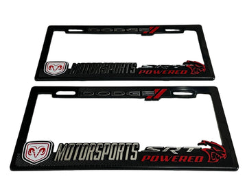 License Plate Frames for DODGE MOTOR SPORTS SRT HELLCAT 3D Heavy Duty Plastic