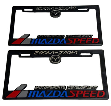 Pair of License Plate Frames for Mazda Speed Heavy Duty Plastic 3D Logo