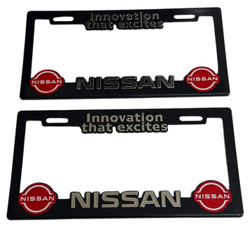 Pair of License Plate Frames for Nissan Heavy Duty Plastic 3D Logo