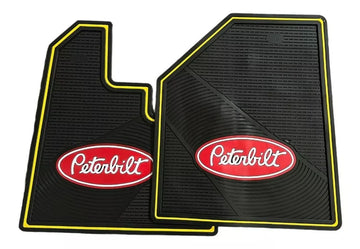 Peterbilt Truck OEM Ribbed Rubber Floor Mats Pair With Logo Commercial Semi-Truck