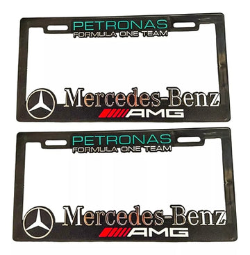 Pair of Mercedes Benz AMG Petronas Formula 1 Team License Plate Frames 3D Logo