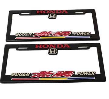 Pair of License Plate Frames for HONDA Mugen Power Heavy Duty Plastic 3D Logo