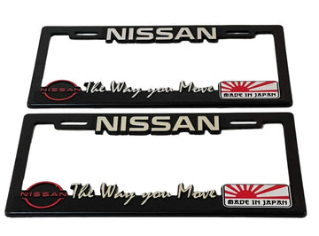 Pair of License Plate Frames for Nissan Made In Japan The Way You Move Heavy Duty Plastic 3D Logo