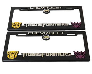 Pair of Chevrolet Transformers License Plate Frames 3D Logo Heavy Duty
