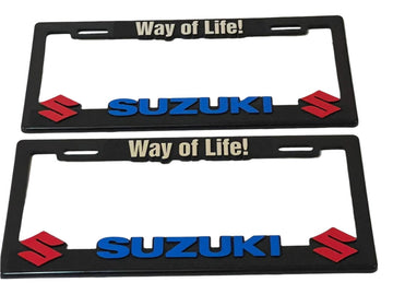 Pair of License Plate Frames Pair for SUZUKI Heavy Duty Hard Plastic High Quality OEM 3D Logo