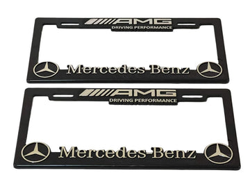 Pair of License Plate Frames for Mercedes-Benz AMG Heavy Duty Plastic 3D Logo