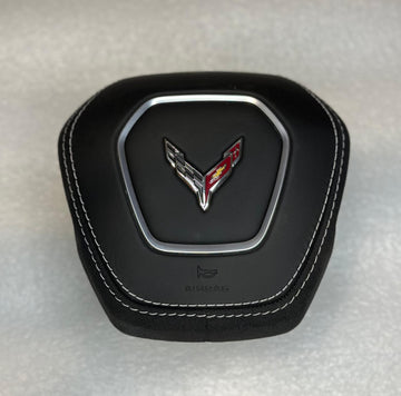 Corvette C8 Airbag Cover 2020-2025 White Stitches with Alcantara Genuine OEM Stingray Z06 ZR1