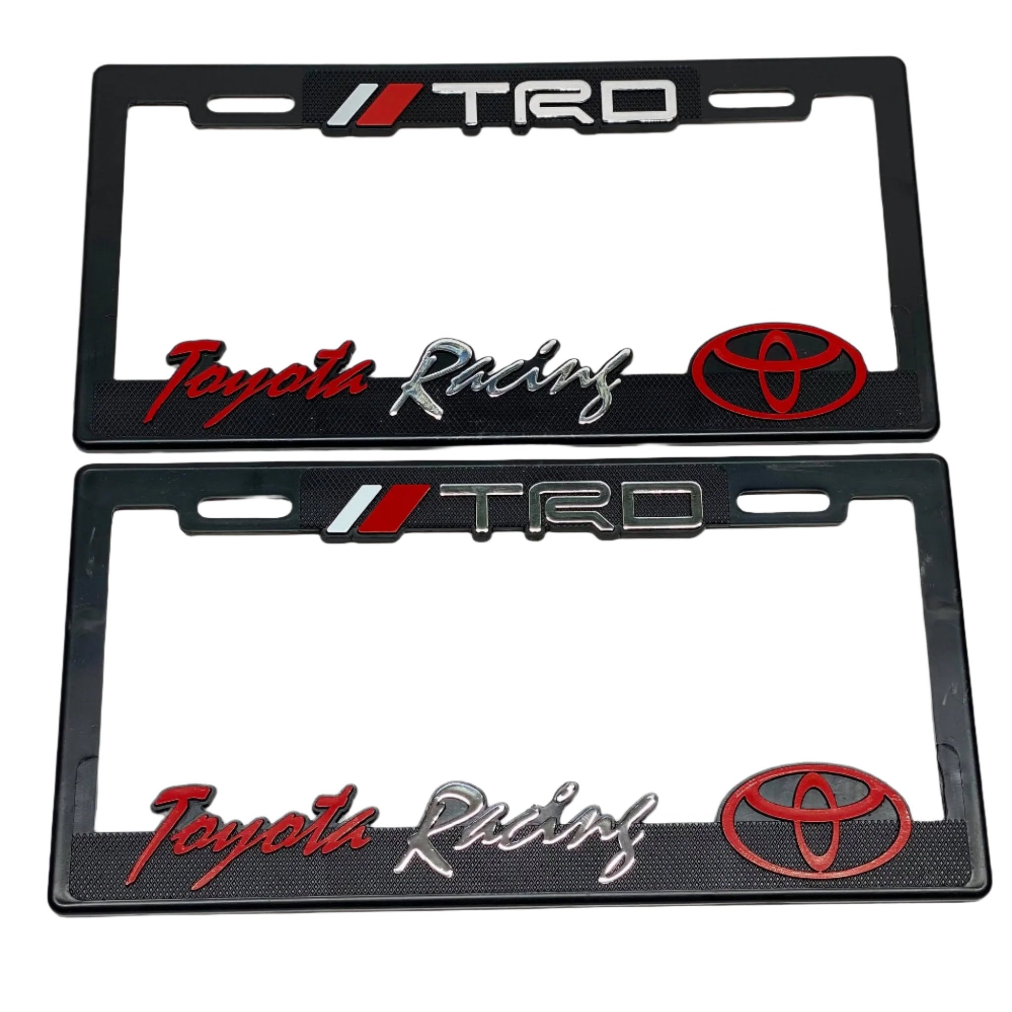 Pair of License Plate Frames for TOYOTA TRD RACING Heavy Duty Plastic 3D Logo