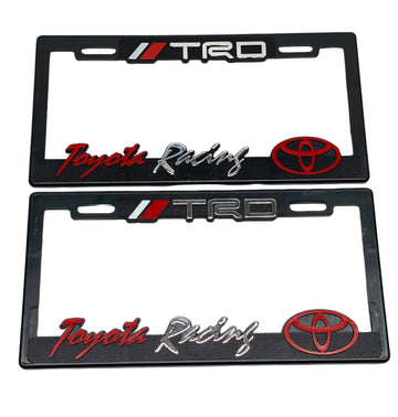 Pair of License Plate Frames for TOYOTA TRD RACING Heavy Duty Plastic 3D Logo