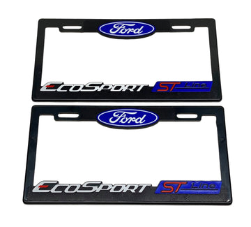 Pair of License Plate Frames for FORD ECOSPORT ST LINE Heavy Duty Plastic 3D Logo