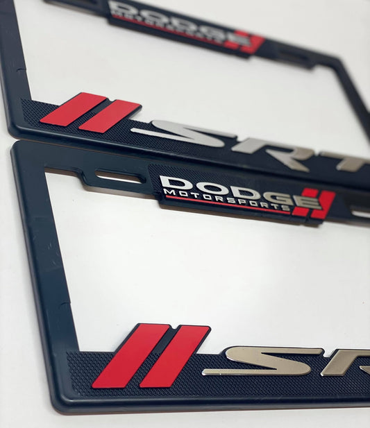 License Plate Frames for Dodge SRT Heavy Duty Plastic 3D Logo