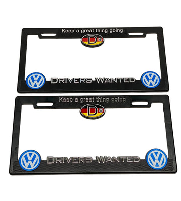 License Plate Frames for Volkswagen Germany Heavy Duty Plastic 3D Logo Pair