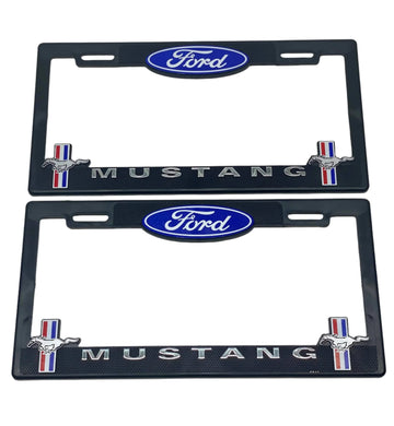 Pair of License Plate Frames for FORD Mustang Heavy Duty Plastic 3D Logo