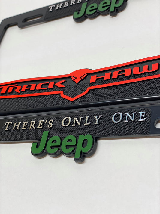 License Plate Frames for JEEP SRT TRACKHAWK Heavy Duty Plastic 3D Logo