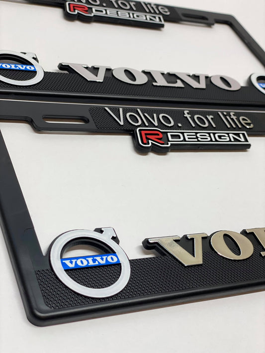 License Plate Frames for Volvo R Design Heavy Duty Plastic 3D Logo Pair