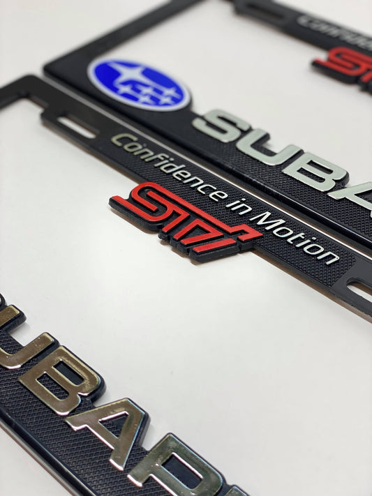 License Plate Frames for SUBARU STI Heavy Duty Plastic 3D Logo Pair