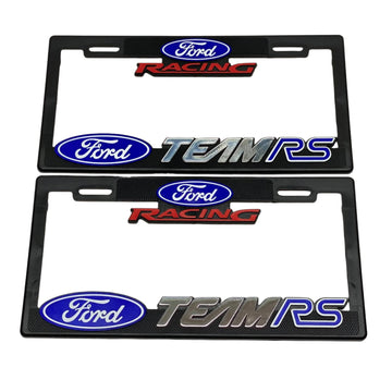 Pair of License Plate Frames for Ford Racing Team RS Heavy Duty Plastic 3D Logo