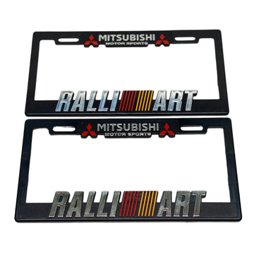 Pair of License Plate Frames for MITSUBISHI RALLY ART Heavy Duty Plastic 3D Logo