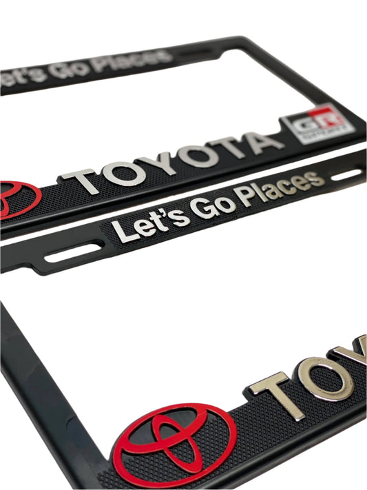 Pair of License Plate Frames for TOYOTA GR GAZOO RACING Heavy Duty Plastic 3D Logo