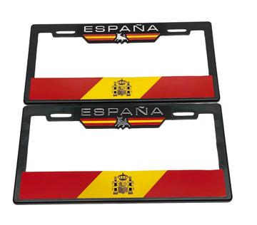 License Plate Frames for SPAIN España Flag Heavy Duty Plastic 3D Logo Pair