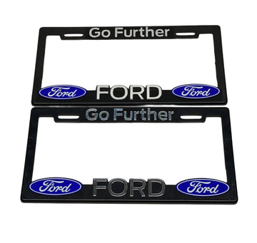 Pair of License Plate Frames for FORD GO FURTHER Heavy Duty Plastic 3D Logo