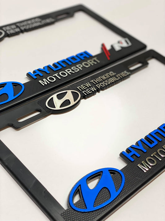 License Plate Frames for HYUNDAI N Heavy Duty Plastic 3D Logo Pair