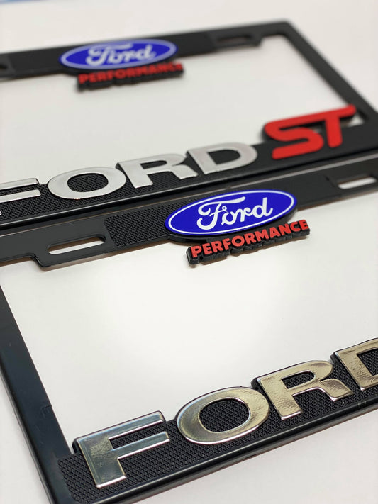 License Plate Frames for FORD ST Heavy Duty Plastic 3D Logo Pair