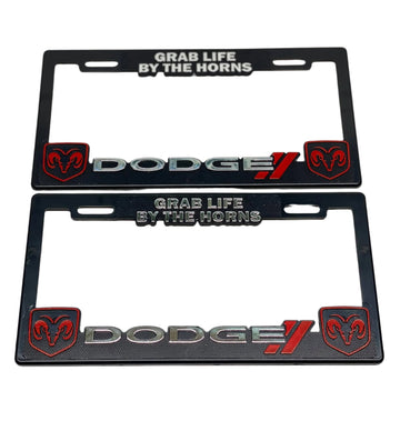 Pair of License Plate Frames for DODGE Heavy Duty Plastic 3D Logo