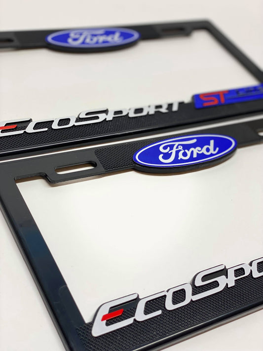 Pair of License Plate Frames for FORD ECOSPORT ST LINE Heavy Duty Plastic 3D Logo