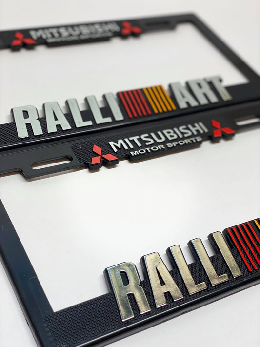 Pair of License Plate Frames for MITSUBISHI RALLY ART Heavy Duty Plastic 3D Logo