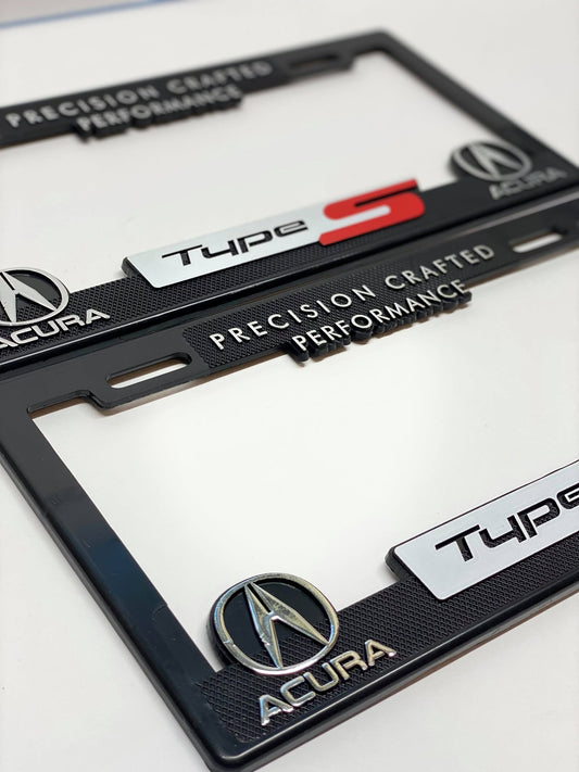 Pair of License Plate Frames for ACURA TYPE S Heavy Duty Plastic 3D Logo