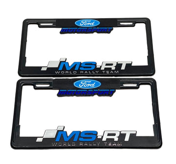 License Plate Frames for FORD MS-RT Rally Heavy Duty Plastic 3D Logo Pair