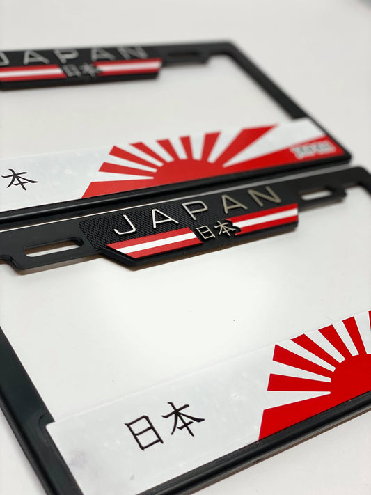 License Plate Frames of JAPAN COUNTRY FLAG Heavy Duty Plastic 3D Logo