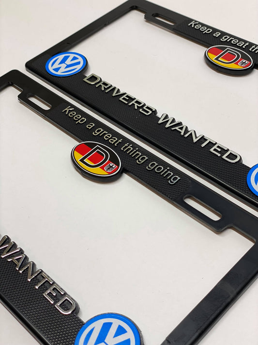 License Plate Frames for Volkswagen Germany Heavy Duty Plastic 3D Logo Pair