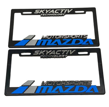 Pair of License Plate Frames for MAZDA SKYACTIV Heavy Duty Plastic 3D Logo