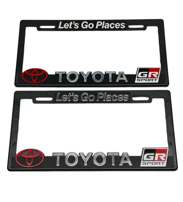 Pair of License Plate Frames for TOYOTA GR GAZOO RACING Heavy Duty Plastic 3D Logo