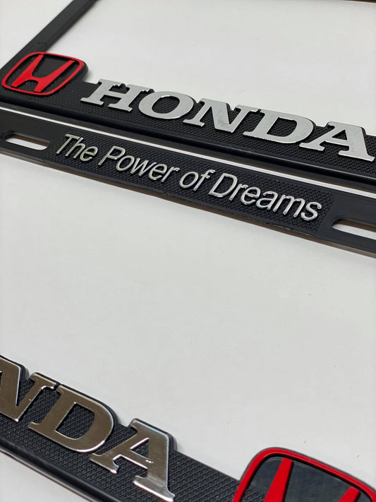 License Plate Frames for Honda Heavy Duty Plastic 3D Logo Pair