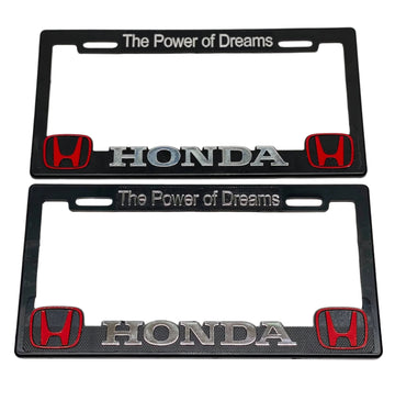 License Plate Frames for Honda Heavy Duty Plastic 3D Logo Pair