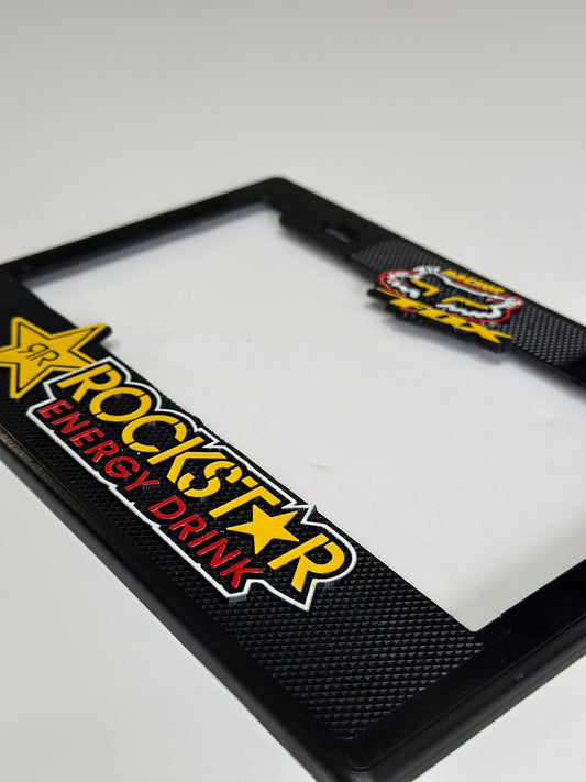 License Plate Frame RACING FOX ROCKSTAR ENERGY DRINK MOTORCYCLE 3D Heavy Duty Plastic