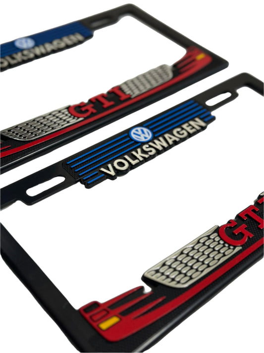 License Plate Frames for VOLKSWAGEN GTI RED Heavy Duty Plastic