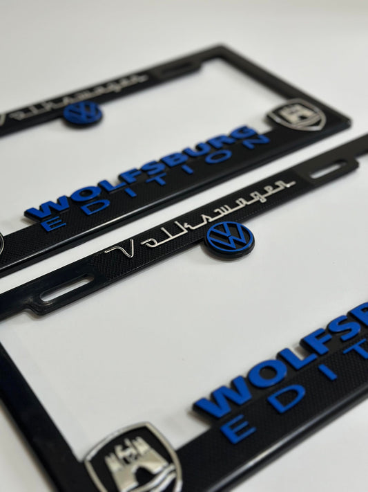 License Plate Frames for VOLKSWAGEN WOLFSBURG EDITION BLUE Heavy Duty Plastic