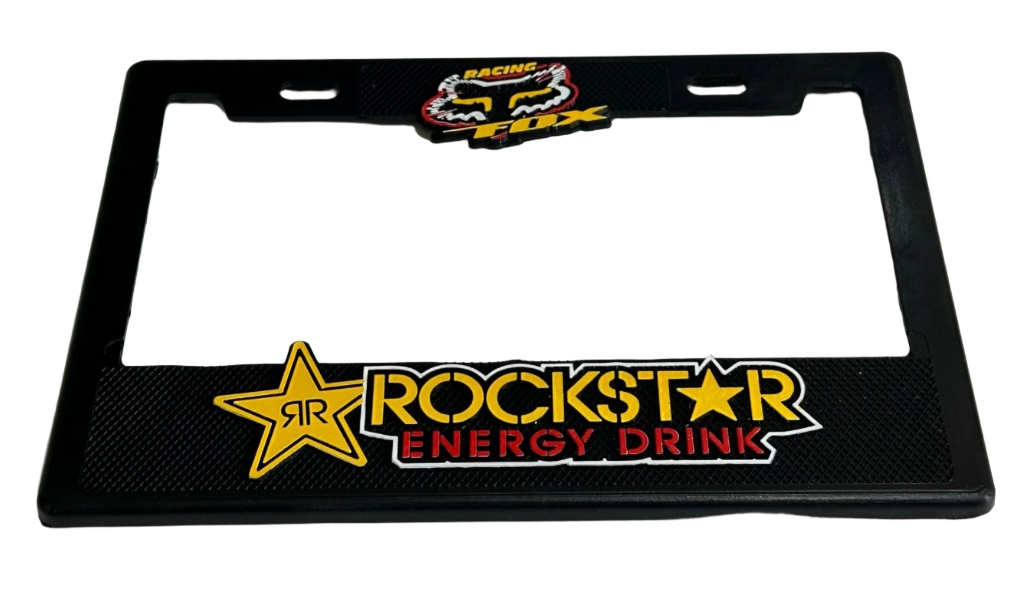 License Plate Frame RACING FOX ROCKSTAR ENERGY DRINK MOTORCYCLE 3D Heavy Duty Plastic