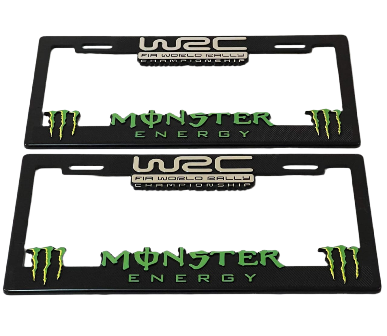Monster Racing Plate Design License Plate Frames Pair Monster Energy WRC Heavy Duty Plastic 3D Log