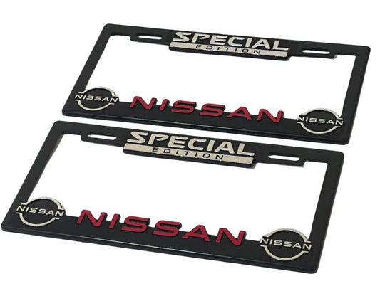 Pair of License Plate Frames for Nissan Special Edition Heavy Duty Plastic 3D Logo